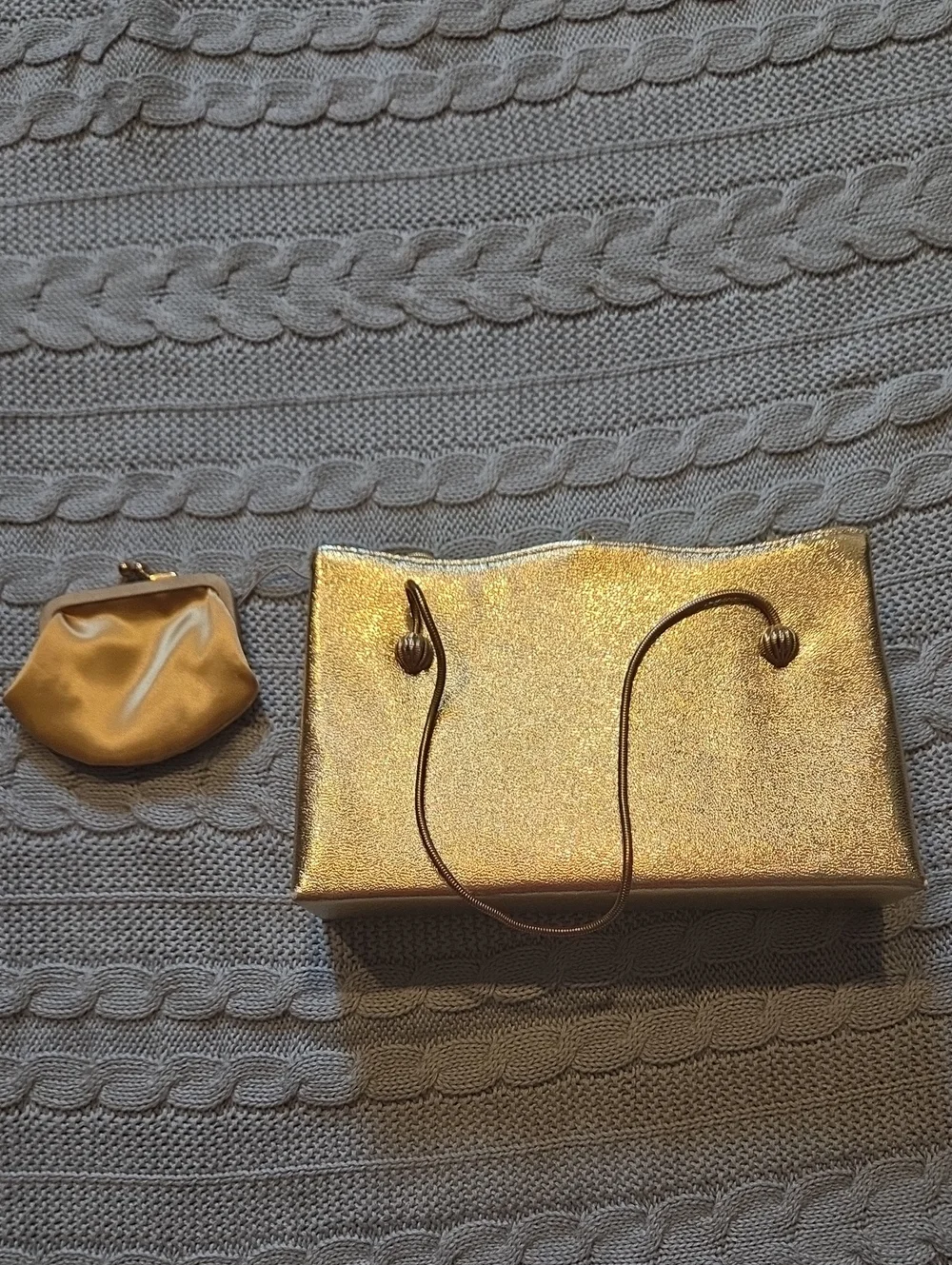 Vintage After Five Clutch W/ Coin Purse  50s 60s Gold Lining Chain Made In USA